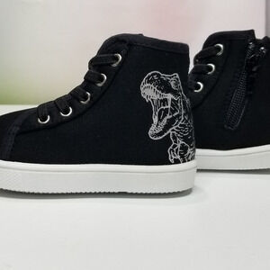 Toddler Fabkids   Canvas Dino Print Hi Tops Size 8T Black NEW